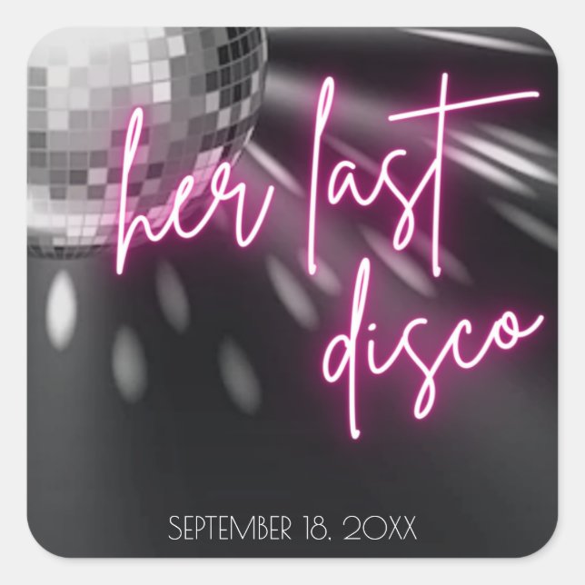 Sticker Carré Sa Dernière Disco Bachelorette Party Napkins Carré (Devant)