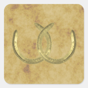 Sticker Carré Sabots rustiques Golden Horseshoe d'enveloppes dés