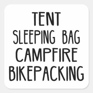Sticker Carré Sac à couchage Tente Feu de campagne Bikepacking
