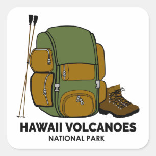 Sticker Carré Sac à dos du parc national des volcans d'Hawaii