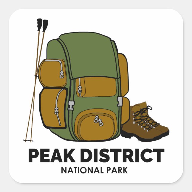 Sticker Carré Sac à dos du parc national du district Peak (Devant)