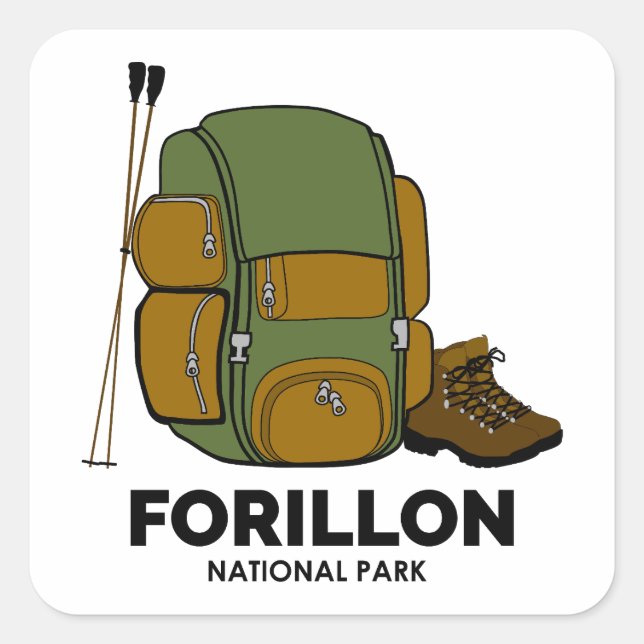 Sticker Carré Sac à dos du parc national Forillon (Devant)