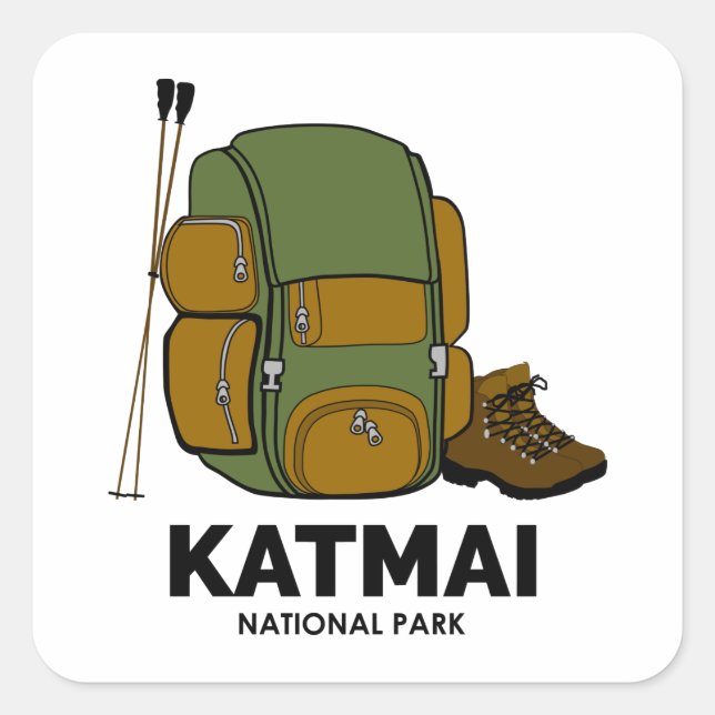 Sticker Carré Sac à dos du parc national Katmai (Devant)