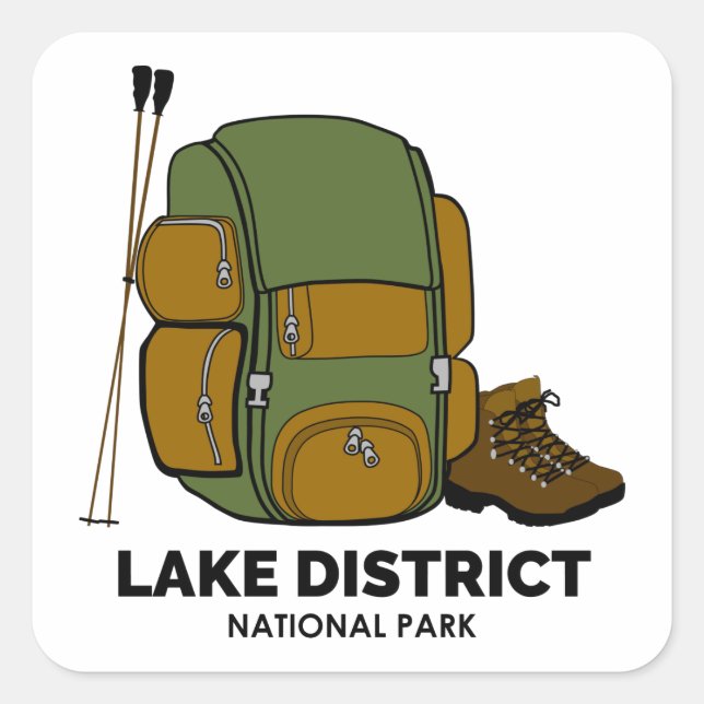 Sticker Carré Sac à dos du parc national Lake District (Devant)