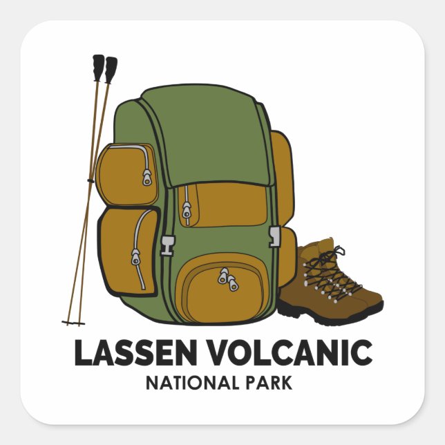 Sticker Carré Sac à dos du parc national volcanique de Lassen (Devant)