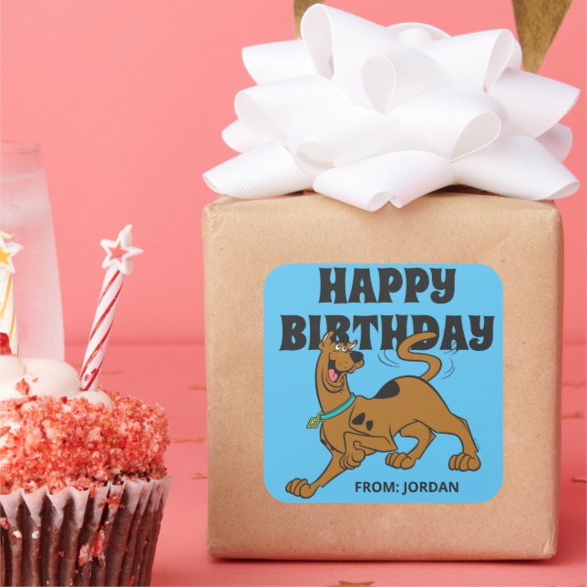 Sticker Carré Sac à queue Scooby-Doo | Joyeux anniversaire (Fête)