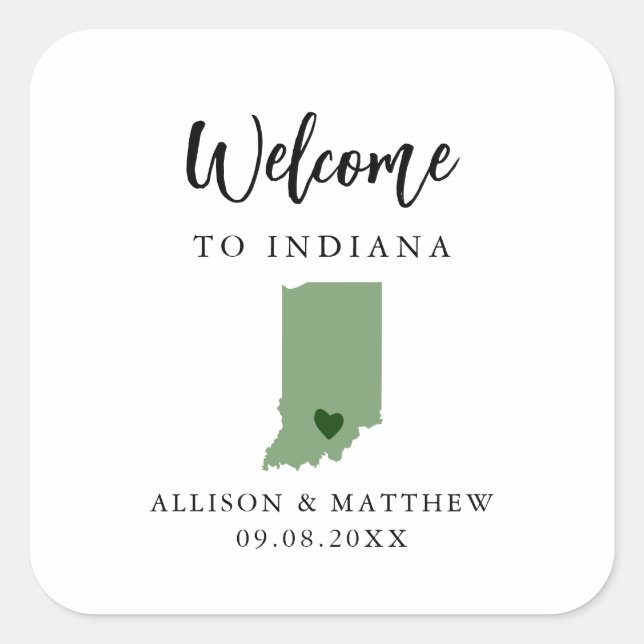 Sticker Carré Sac ou boîte d'accueil couleur Indiana Mariage (Devant)