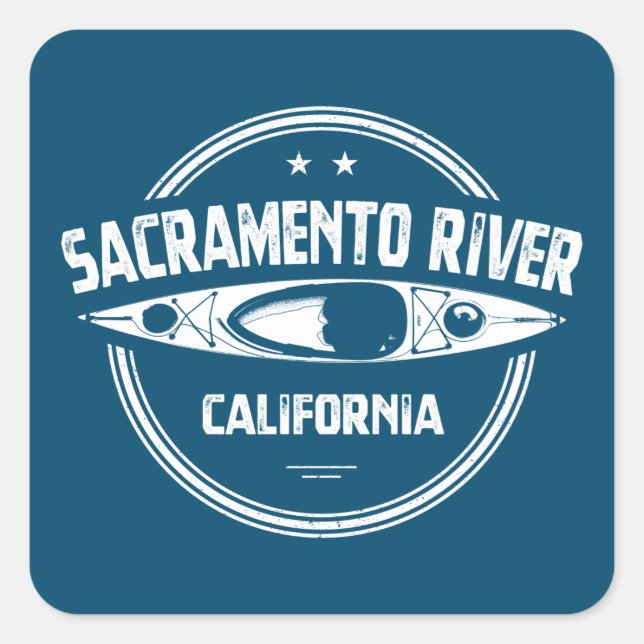 Sticker Carré Sacramento River California Kayak (Devant)