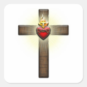 Sticker Carré Sacred Heart de Jésus-Cross