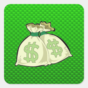 Sticker Carré Sacs d'argent ; Vert
