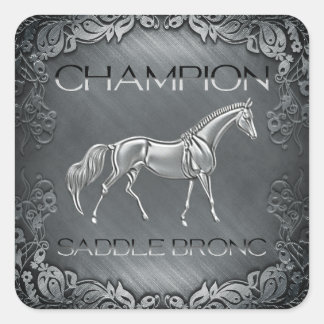 Sticker Carré Saddle Bronc Champion Rodéo Plaque gravée