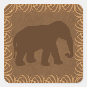 Sticker Carré Safari Thème Elephant Silhouette
