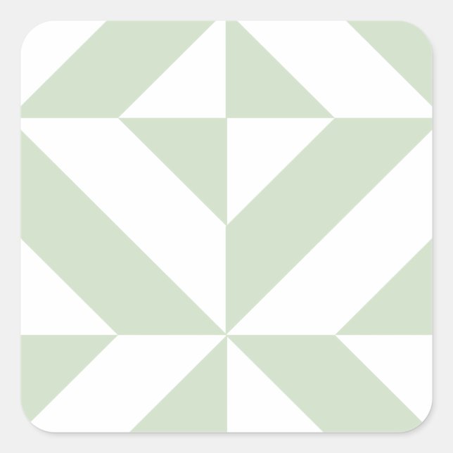 Sticker Carré Sage Green Geometric Deco Cube Pattern (Devant)