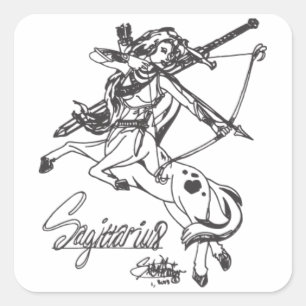 Sticker Carré Sagittarius Carré Feuille d'autocollants Sag Astro
