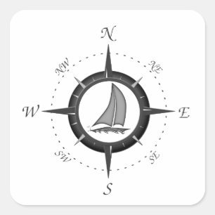 Sticker Carré Sailboat and compass rose