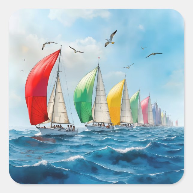 Sticker Carré Sailboat Race On High Seas (Devant)