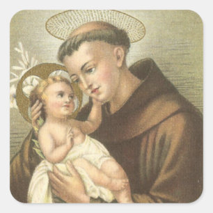 Sticker Carré Saint Antoine de Padoue avec Bébé Jésus