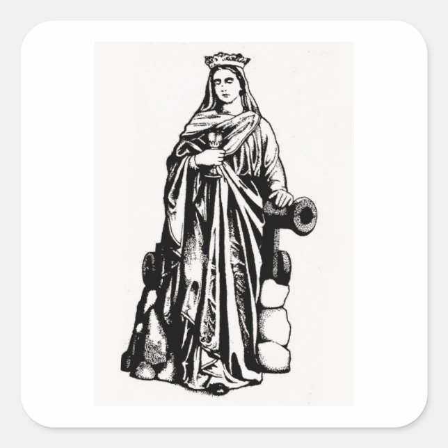 Sticker Carré Saint Barbara avec chalice et canon (Devant)