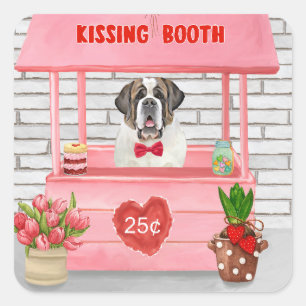 Sticker Carré Saint Bernard Chien Saint Valentin Booth de baiser