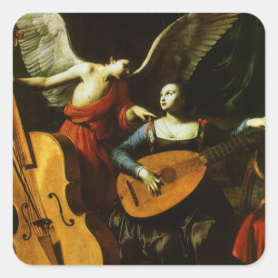 Sticker Carré Saint Cecilia et l'ange par Carlo Saraceni