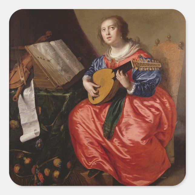 Sticker Carré Saint Cecilia (huile sur toile) (Devant)