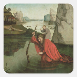 Sticker Carré Saint Christopher portant l'enfant Christ