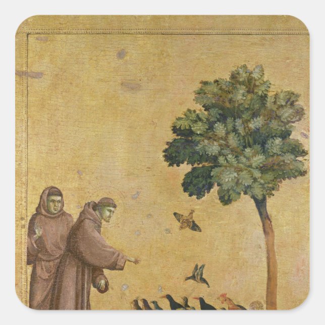 Sticker Carré Saint François d'Assise prêchant aux oiseaux (Devant)