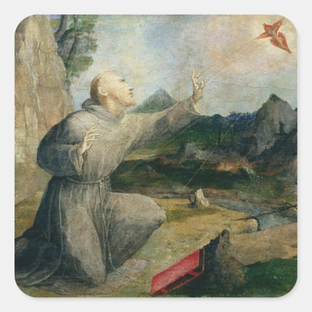 Sticker Carré Saint François d'Assise recevant la Stigmata (Devant)