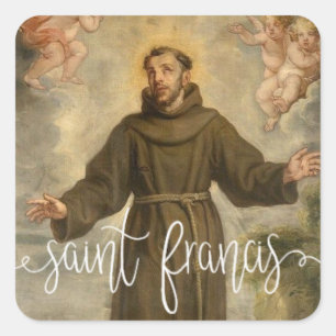 Sticker Carré Saint François d'Assise  Superposition de script b