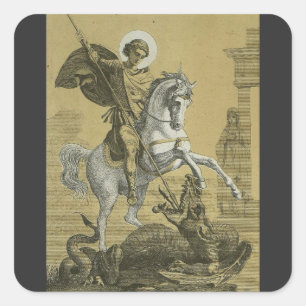 Sticker Carré Saint George – Premium "Sunburst Gold" Art