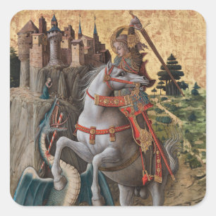 Sticker Carré Saint George Slay Dragon Carlo Crivelli Paintin