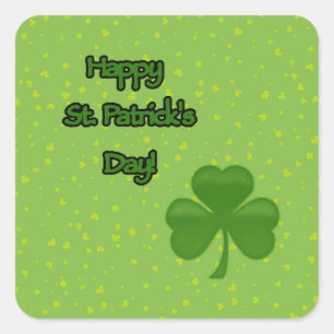 Sticker Carré Saint Patrick, Clovers verts, Clovers chanceux