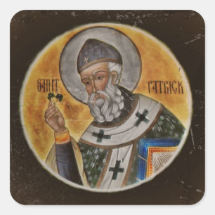 Sticker Carré Saint Patrick vintage avec Shamrock