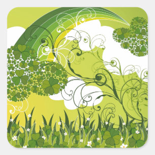 Sticker Carré Saint Patrick's Day Lucky Clovers Shamrock irlanda