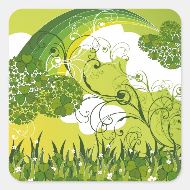 Sticker Carré Saint Patrick's Day Lucky Clovers Shamrock irlanda (Devant)