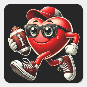 Sticker Carré Saint-Valentin Coeur Jouer au football