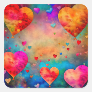 Sticker Carré Saint Valentin Coeurs Vintages romantiques