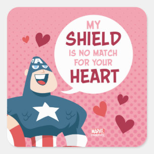 Sticker Carré Saint Valentin des Avengers   Captain America Shie