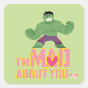Sticker Carré Saint-Valentin des Avengers   Hulk Fou de Toi
