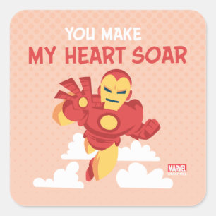 Sticker Carré Saint Valentin des Avengers   Iron Man Heart Soir
