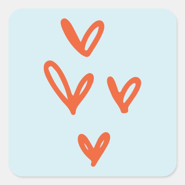 Sticker Carré Saint Valentin Pastel Bleu et Rouge (Devant)