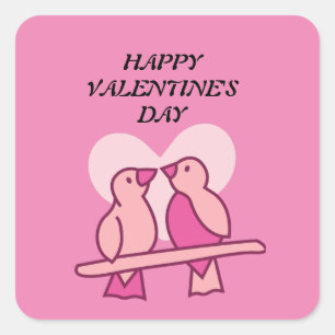 Sticker Carré Saint Valentin rose