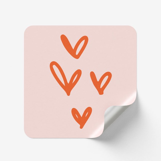 Sticker Carré Saint Valentin's Hearts Love Inspiré rose (Créateur téléchargé)