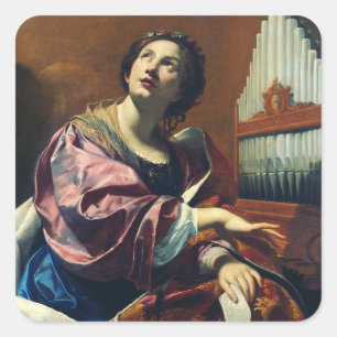 Sticker Carré Sainte Cécile par Simon Vouet Décor de Musique Bea