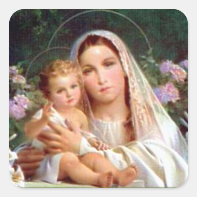Sticker Carré Sainte Vierge Marie et Enfant Jésus (Devant)