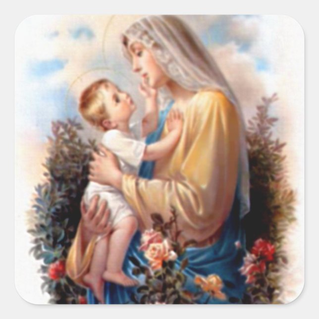 Sticker Carré Sainte Vierge Marie et Enfant Jésus (Devant)