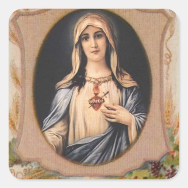Sticker Carré Sainte Vierge Marie Religieuse (Devant)