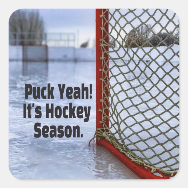 Sticker Carré Saison de hockey glace froid drôle Humour canard (Devant)