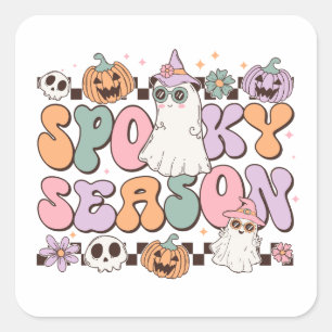 Sticker Carré Saison Éffrayante des fantômes d'Halloween