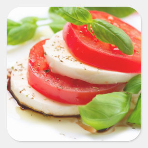 Sticker Carré Salade de Caprese. Tranches de tomate et de